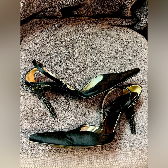 Vintage Ballin heels with intricate metal and rhinestone 3.5 inch heels. - Picture 1 of 7